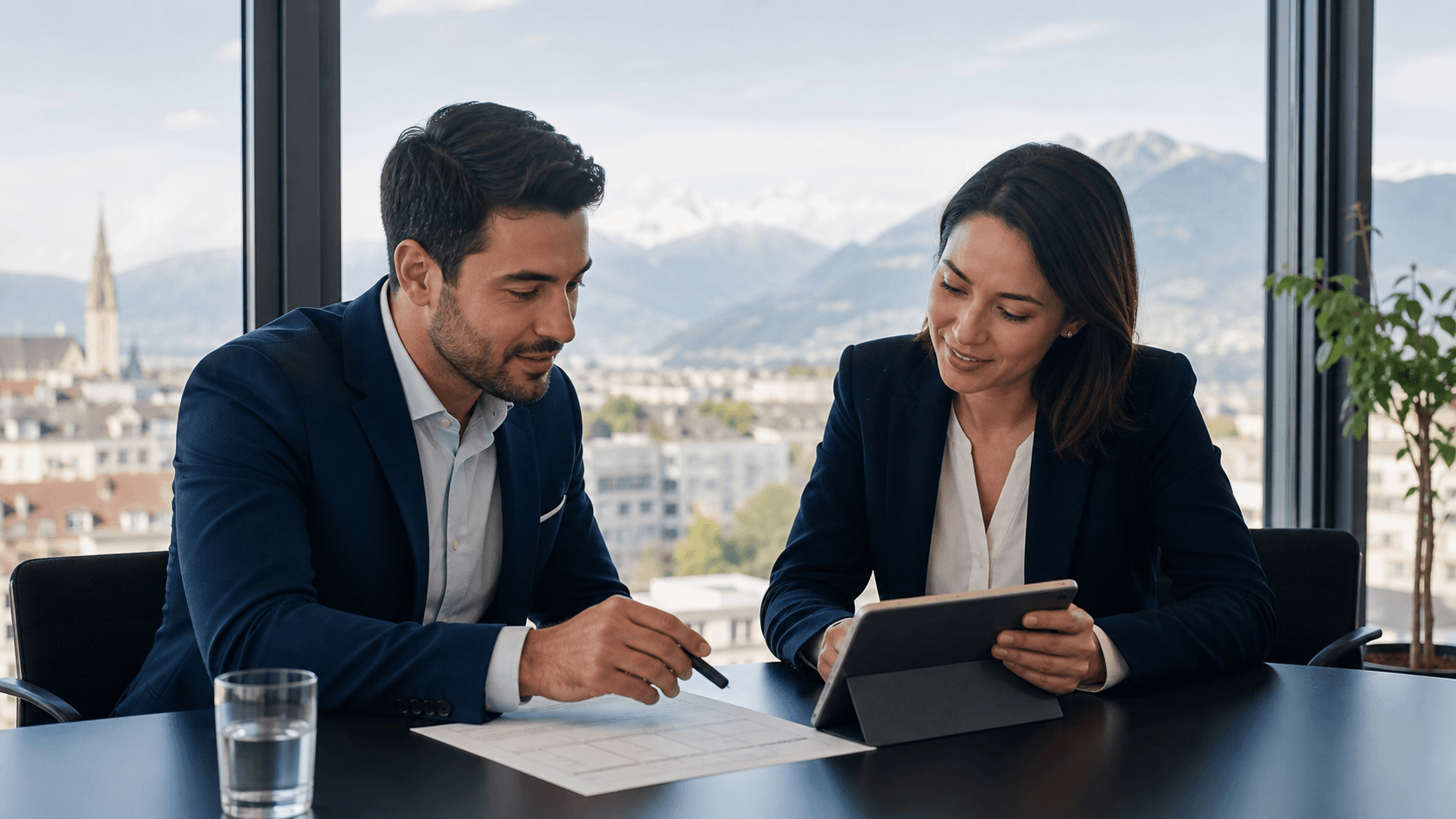Professionnels de l'assurance échangeant sur une demande partenaire